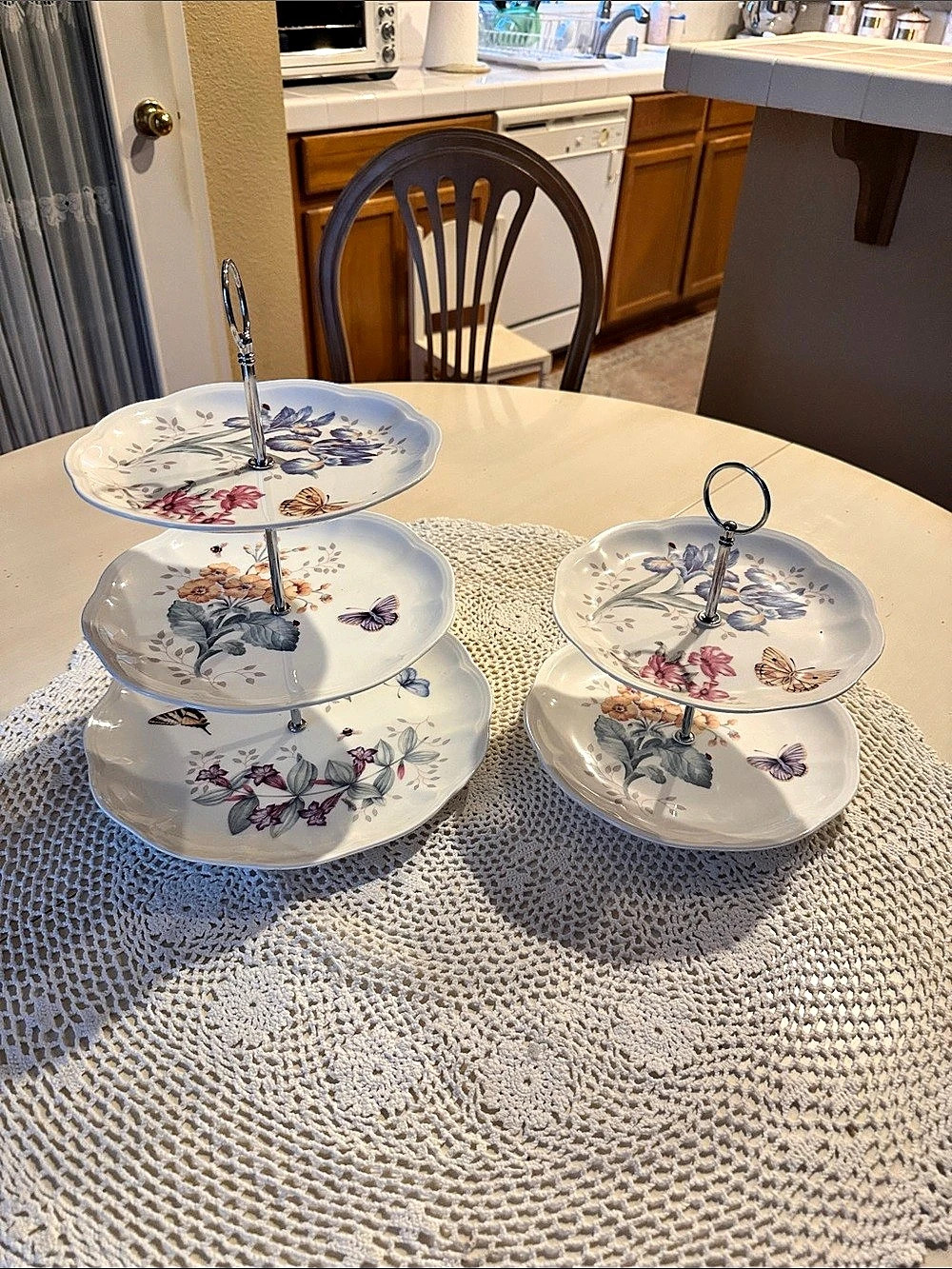 Lenox Butterfly Meadow Floral Tiered Serving Stands